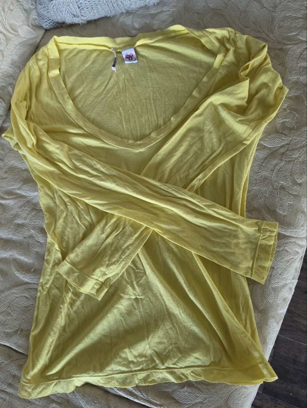 TNA Lightweight Yellow V-Neck Long Sleeve Top